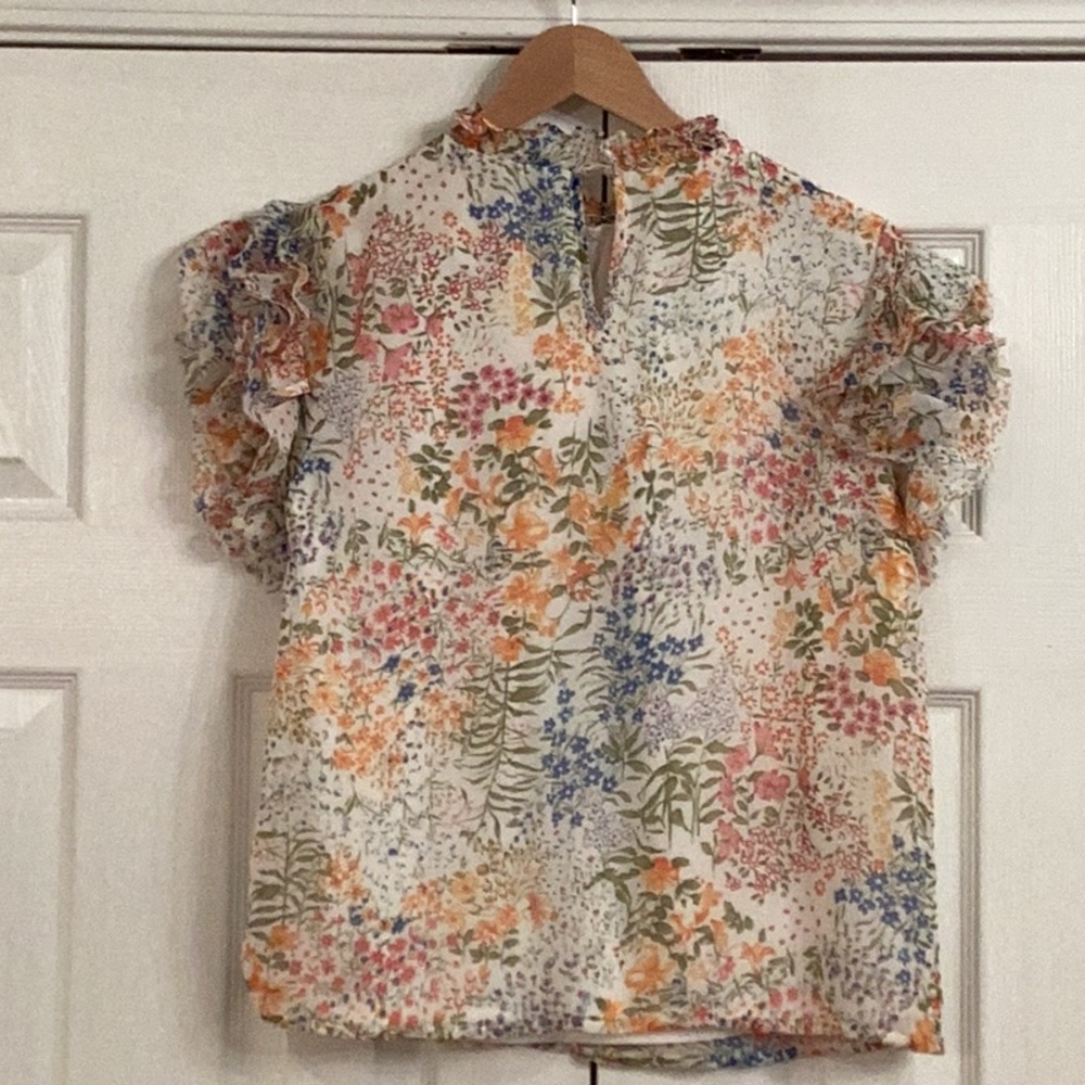 Floral Ruffle Sleeve Blouse - Picture 3 of 4